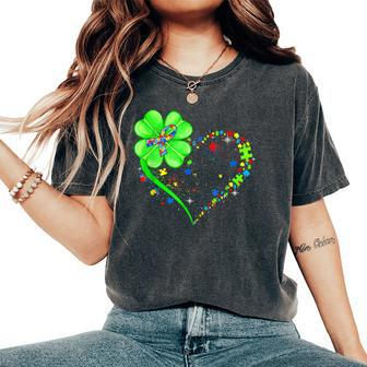 Autism Clover Autism Mom Boy St Patrick's Day Women's Oversized Comfort T-Shirt - Monsterry