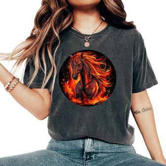 Burning Horse Outfit For Horses Flames Lovers Women's Oversized Comfort T-Shirt - Thegiftio UK