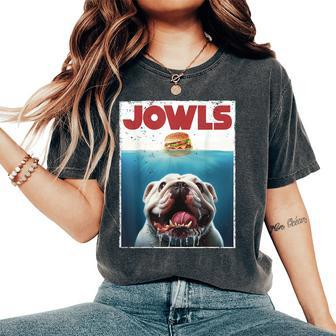 English Bulldog Jowls British Bully Burger Dog Mom Dad Women's Oversized Comfort T-Shirt | Mazezy