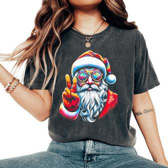 Hippie Santa Claus Peace Groovy Retro 70S Christmas Women's Oversized Comfort T-Shirt - Thegiftio UK