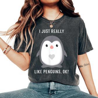 Penguins Novelty Woman Man Children Women's Oversized Comfort T-Shirt - Thegiftio UK