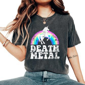 Rainbow Unicorn Death Metal Distressed Women Women's Oversized Comfort T-Shirt - Monsterry DE
