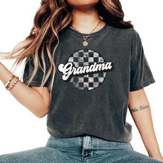 Retro Checkered Grandma Race Vintage Matching Family Women's Oversized Comfort T-Shirt - Seseable