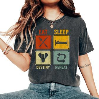 Retro For Eat Sleep Destiny Repeat Women's Oversized Comfort T-Shirt - Monsterry