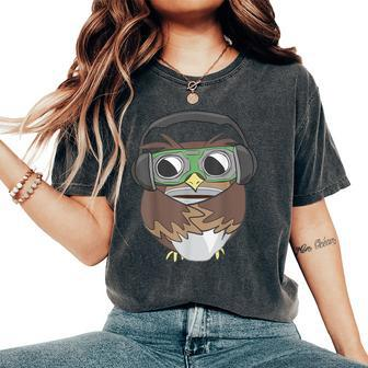 Sarcastic Coffee & Owl Lovers Cute Vintage Gamer Women's Oversized Comfort T-Shirt - Monsterry