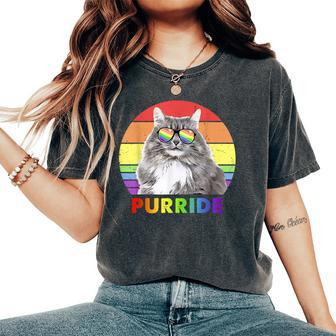 Siberian Cat Rainbow Gay Pride Lgbtq Women's Oversized Comfort T-Shirt - Monsterry UK