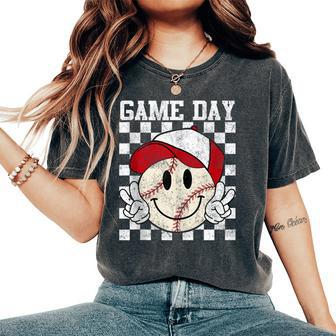 Game Day Vibes Girls Mother's Baseball Life Women's Oversized Comfort T-Shirt - Seseable
