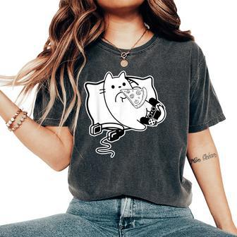 Gamer Cat Girl Boy Loading Pizza Headset And Pad Women's Oversized Comfort T-Shirt - Thegiftio UK
