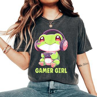 Gamer Girl Frog Gaming Kawaii Anime Gamer Frog Girls Women Women's Oversized Comfort T-Shirt - Monsterry AU