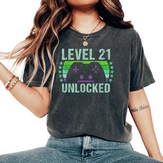 Gaming Vintage 21St Birthday 21 Year Old Boy Girl Gamer Women's Oversized Comfort T-Shirt - Thegiftio UK