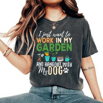 Gardening Dog Lover Gardener Garden Pet Plants Women's Oversized Comfort T-Shirt - Seseable