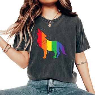 Gay Wolf Rainbow Wolf Skin Gay Pride Lgbt Women's Oversized Comfort T-Shirt - Monsterry CA