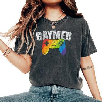 Gaymer Rainbow Flag Gaming Lesbian Gay Bisexual Pride Lgbtq Women's Oversized Comfort T-Shirt - Monsterry CA