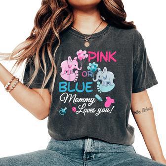 Gender Reveal Party Supplies Mommy Loves You Cute Women's Oversized Comfort T-Shirt - Thegiftio UK