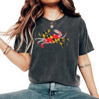 Geometric Maryland Crab State Pride Flag Women's Oversized Comfort T-Shirt - Monsterry UK