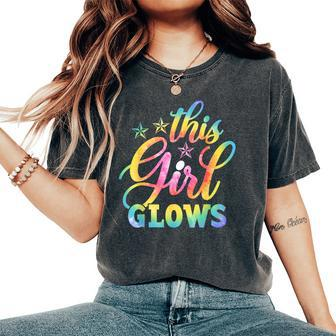This Girl Glows For & Girls Tie Dye 80S Themed Disco Women's Oversized Comfort T-Shirt - Thegiftio UK