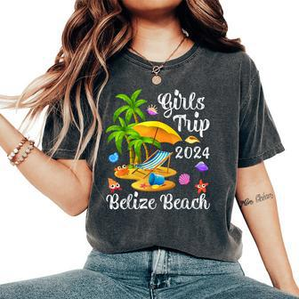 Girls Trip 2024 Palm Tree Sunset Belize Beach Women's Oversized Comfort T-Shirt - Monsterry UK