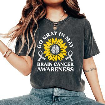 Go Gray In May Brain Cancer Awareness Sunflower Women's Oversized Comfort T-Shirt - Seseable