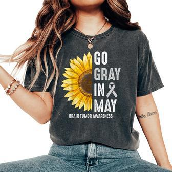 Go Gray In May Support Rainbow Brain Cancer Tumor Awareness Women's Oversized Comfort T-Shirt - Seseable