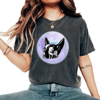 Gothic Cats Full Moon Aesthetic Vaporwave Women's Oversized Comfort T-Shirt - Monsterry UK