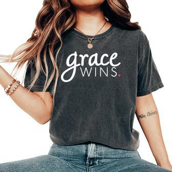 Grace Wins Christian For Of Faith Who Love Jesus Women's Oversized Comfort T-Shirt - Monsterry