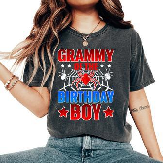 Grammy Of The Birthday Boy Costume Spider Web Party Grandma Women's Oversized Comfort T-Shirt - Thegiftio UK