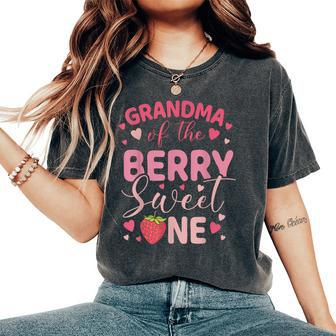 Grandma Of The Berry Sweet One Strawberry First Birthday Women's Oversized Comfort T-Shirt - Seseable