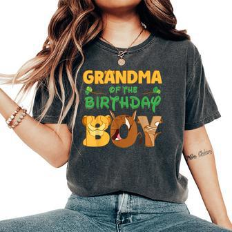 Grandma Of The Birthday Boy Lion Family Matching Women's Oversized Comfort T-Shirt - Seseable