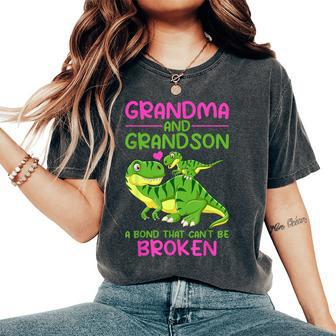 Grandma And Grandson A Bond That Can't Be Broken Dinosaurs Women's Oversized Comfort T-Shirt - Seseable
