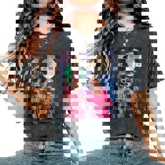 Grandma Howling At Moon Three Granny Moon Women's Oversized Comfort T-Shirt - Thegiftio