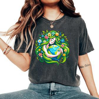 Green Goddess Earth Day Save Our Planet Girl Kid Women's Oversized Comfort T-Shirt - Seseable
