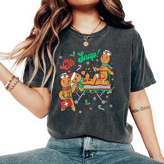 Groovy Oh Snap Gingerbreads Nurse Christmas Nurse Crew Pjs Women's Oversized Comfort T-Shirt - Monsterry AU