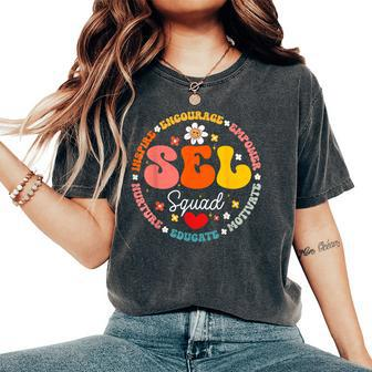Groovy Social Emotional Learning Teacher Sel Squad Women's Oversized Comfort T-Shirt - Seseable