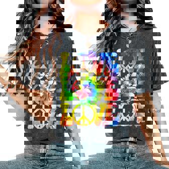 Groovy Tie Dye Love Retro 70'S Hippie Vintage 70S Costume Women's Oversized Comfort T-Shirt | Mazezy
