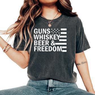 Guns Whiskey And Freedom Usa America American Women's Oversized Comfort T-Shirt - Monsterry AU