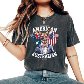 Half American & Half Australian Flag Idea & Kangaroo Women's Oversized Comfort T-Shirt | Mazezy