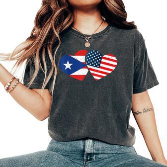 Half American Puerto Rican Girl Usa Puerto Rico Flag Boricua Women's Oversized Comfort T-Shirt - Seseable