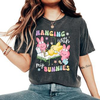 Hanging With My Bunnies Nurse Happy Easter Day Women's Oversized Comfort T-Shirt - Monsterry CA