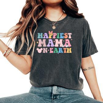 Happiest Mama On Earth Retro Groovy Mom Happy Mother's Day Women's Oversized Comfort T-Shirt | Mazezy