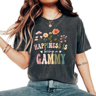 Happiness Is Being A Gammy Floral Gammy Mother's Day Women's Oversized Comfort T-Shirt - Seseable