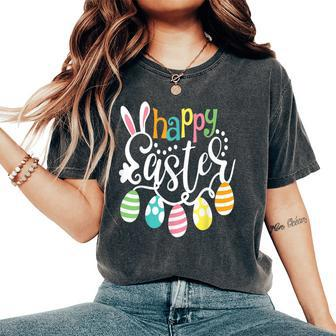 Happy Easter Bunny Rabbit Face Easter Day Girls Women's Oversized Comfort T-Shirt | Mazezy