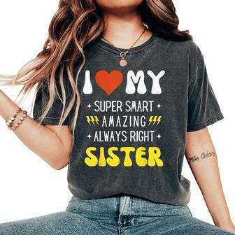 I Heart Love My Sister Family Matching Retro Women's Oversized Comfort T-Shirt - Monsterry UK