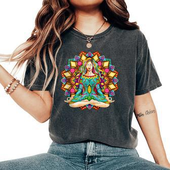 Hippie Yoga Girl Meditator Colorful Mandala Namaste Yogi Zen Women's Oversized Comfort T-Shirt - Monsterry AU