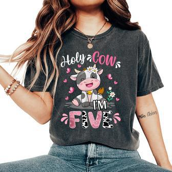Holy Cow I'm Five 5 Years Old 5Th Birthday Girl Outfit Women's Oversized Comfort T-Shirt - Monsterry CA