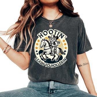 Hootin' Leads To Hollerin' Country Western Owl Rider Women's Oversized Comfort T-Shirt | Mazezy