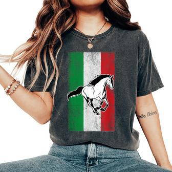 Italian Flag Patriotic Horse Horseback Riding Equestrian Women's Oversized Comfort T-Shirt - Monsterry UK