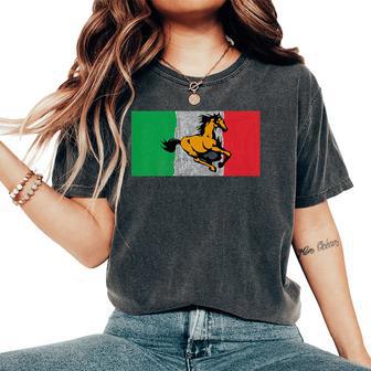 Italian Horse Stallion Pony Italy Pride Flag Women's Oversized Comfort T-Shirt - Monsterry
