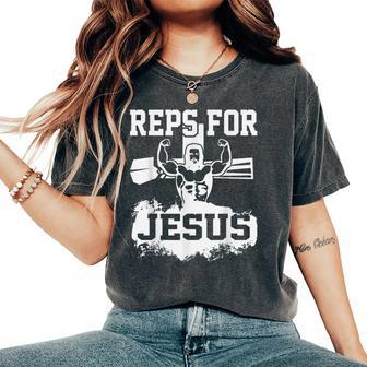Jesus Christian Gym Fitness Biceps Quote Meme Women's Oversized Comfort T-Shirt - Seseable