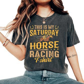 Jockey Horse Derby Race This Is My Saturday Horse Racing Women's Oversized Comfort T-Shirt - Thegiftio UK