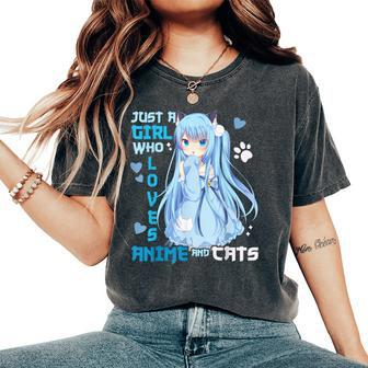 Just A Girl Who Loves Anime And Cats Kawaii Otaku Girl Women's Oversized Comfort T-Shirt | Seseable CA